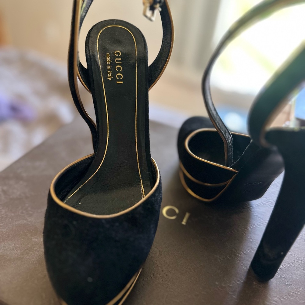 Gucci Black and Gold Heels